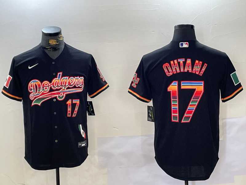 Men%27s Los Angeles Dodgers #17 Shohei Ohtani Black Rainbow Mexico Cool Base Stitched Jersey->los angeles dodgers->MLB Jersey